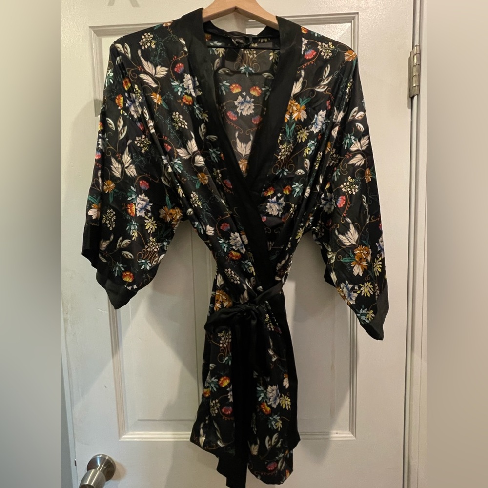 Victoria’s Secret black and floral robe